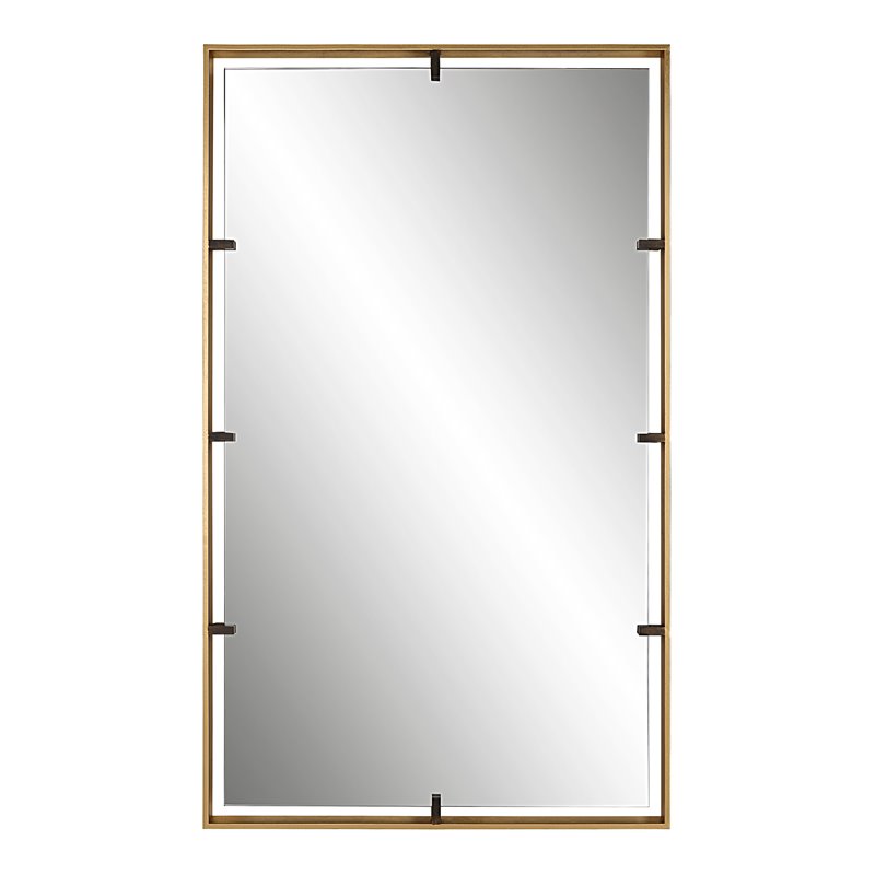 Uttermost Egon Contemporary Iron Metal Wall Mirror in Warm Gold