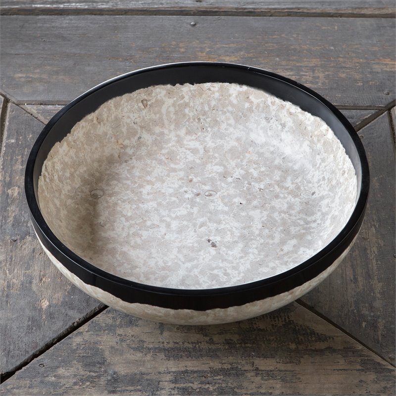 Uttermost Rastia Transitional Resin and Coral Terrazzo Bowl in Beige/Black