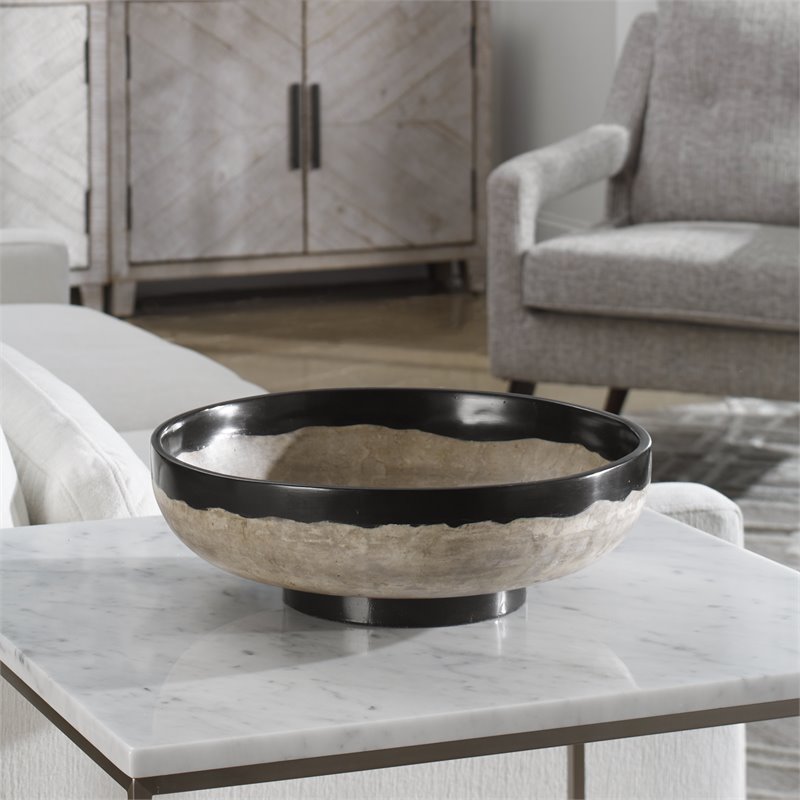 Uttermost Rastia Transitional Resin and Coral Terrazzo Bowl in Beige/Black