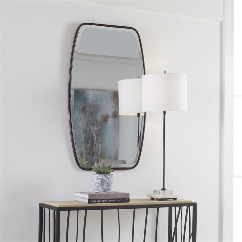 Uttermost Canillo MDF and Metal Floating Beveled Mirror in Dark Bronze