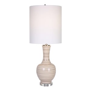 Uttermost Chalice Striped Ceramic Table Lamp in Taupe/Tan/Charcoal/White