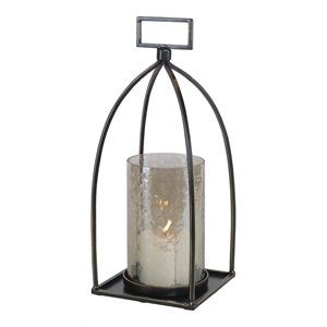 uttermost riad iron metal and glass lantern candleholder in dark bronze