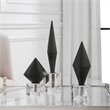 Uttermost Alize Stone and Crystal Sculptures in Elegant Black (Set of 3)
