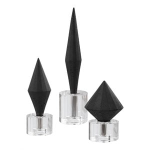 uttermost alize stone and crystal sculptures in elegant black (set of 3)