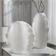 Uttermost Ruffled Coastal Earthenware Feathers Vases in Matte White (Set of 2)