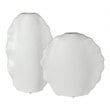 Uttermost Ruffled Coastal Earthenware Feathers Vases in Matte White (Set of 2)