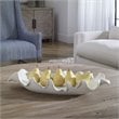 Uttermost Ruffled Coastal Earthenware Feathers Bowl in Matte White Glaze