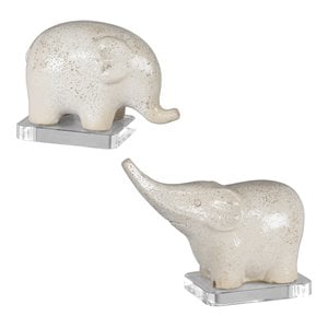 uttermost kyan ceramic elephant sculptures in off white ombre (set of 2)