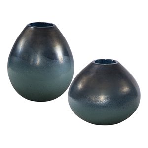 uttermost rian glass vases in aqua/iridescent bronze (set of 2)
