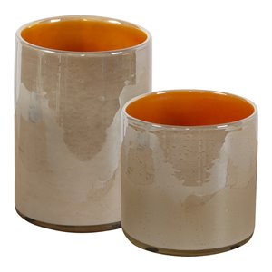 uttermost tangelo glass vases in light beige/orange (set of 2)