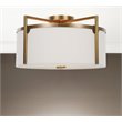 Uttermost Colfax 3-Light Steel Glass and Fabric Semi Flush in Antique Brass
