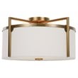 Uttermost Colfax 3-Light Steel Glass and Fabric Semi Flush in Antique Brass