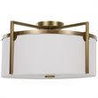 Uttermost Colfax 3-Light Steel Glass and Fabric Semi Flush in Antique Brass