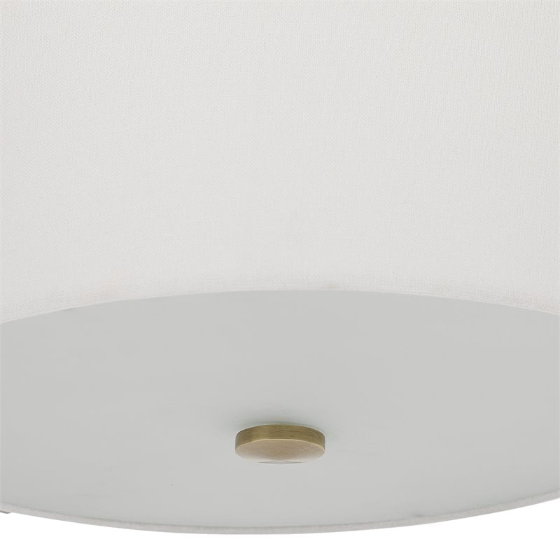 Uttermost Colfax 3-Light Steel Glass and Fabric Semi Flush in Antique Brass