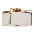 Uttermost Colfax 3-Light Steel Glass and Fabric Semi Flush in Antique Brass