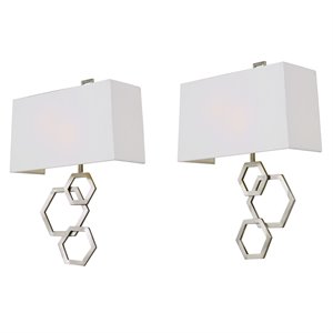 Uttermost Deseret 2-Light Steel Metal and Fabric Sconces in White (Set of 2)