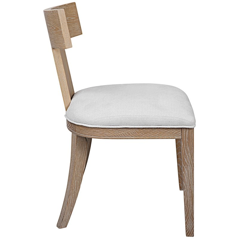 Uttermost Idris Coastal Solid Wood and Fabric Armless Chair in Natural Oak