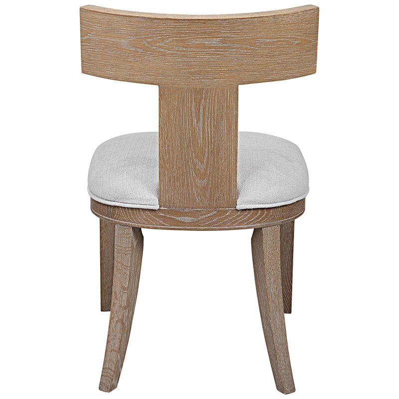 Uttermost Idris Coastal Solid Wood and Fabric Armless Chair in Natural Oak
