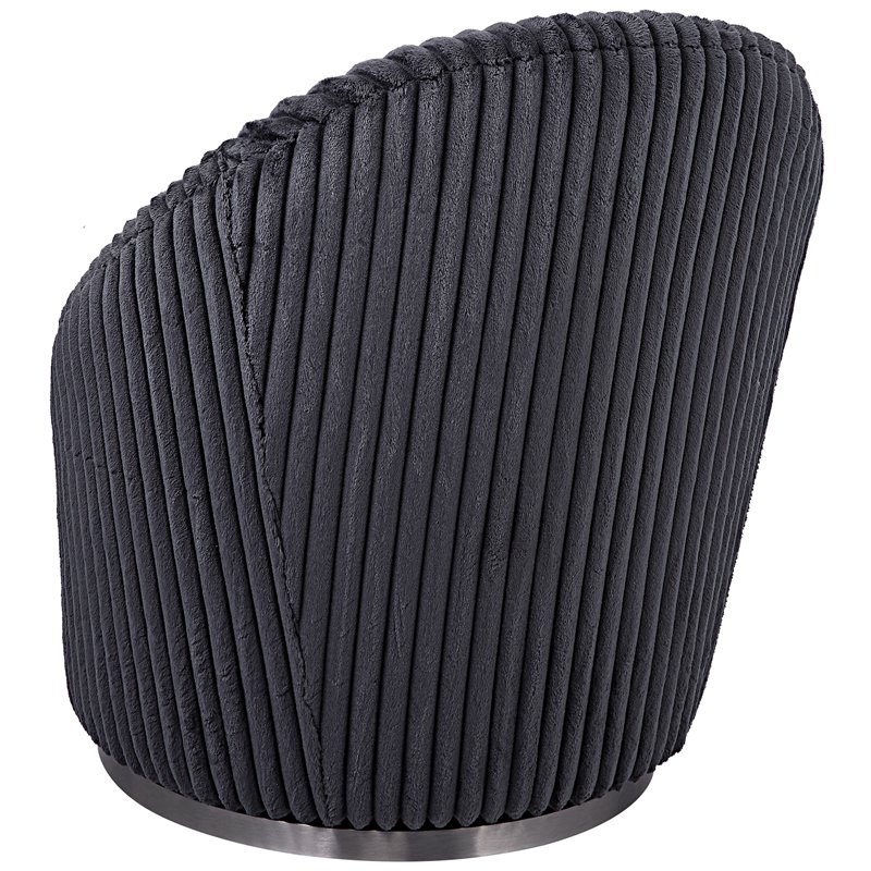 Uttermost Crue Contemporary Stainless Steel and Fabric Swivel Chair in Gray