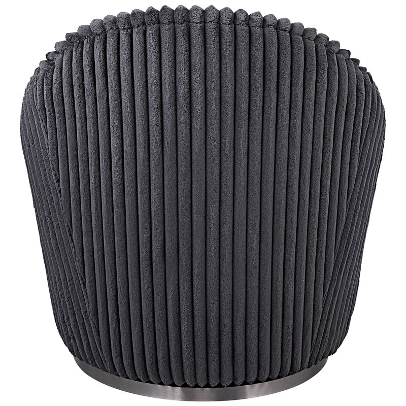 Uttermost Crue Contemporary Stainless Steel and Fabric Swivel Chair in Gray