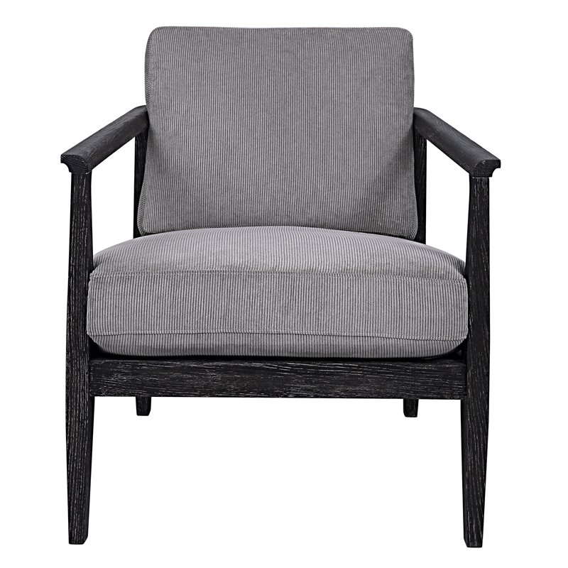 Uttermost Brunei Solid Wood Accent Chair with A Curved Open Back Design in Gray