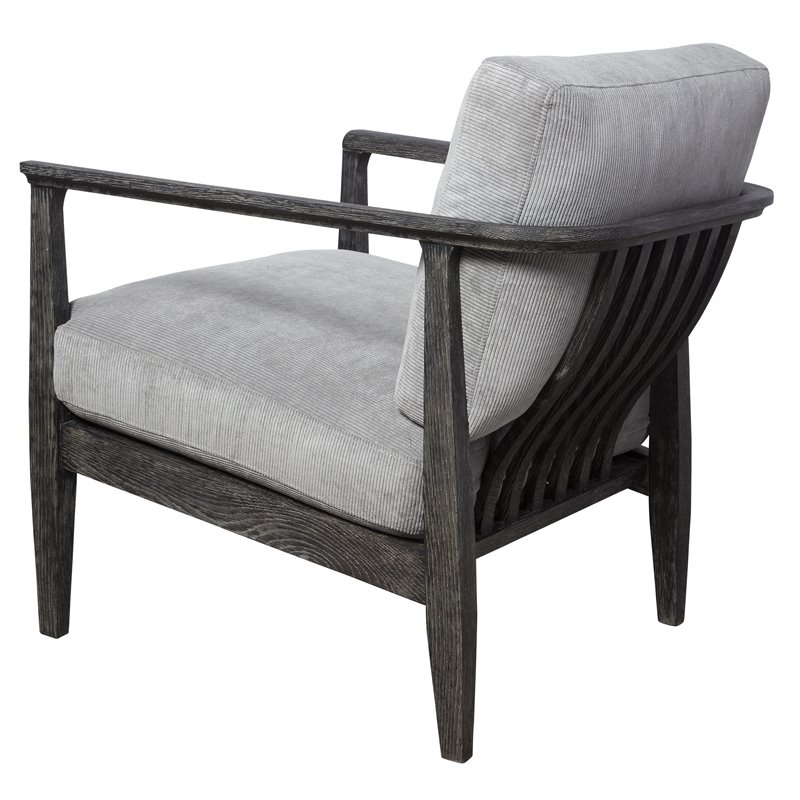 Uttermost Brunei Solid Wood Accent Chair with A Curved Open Back Design in Gray