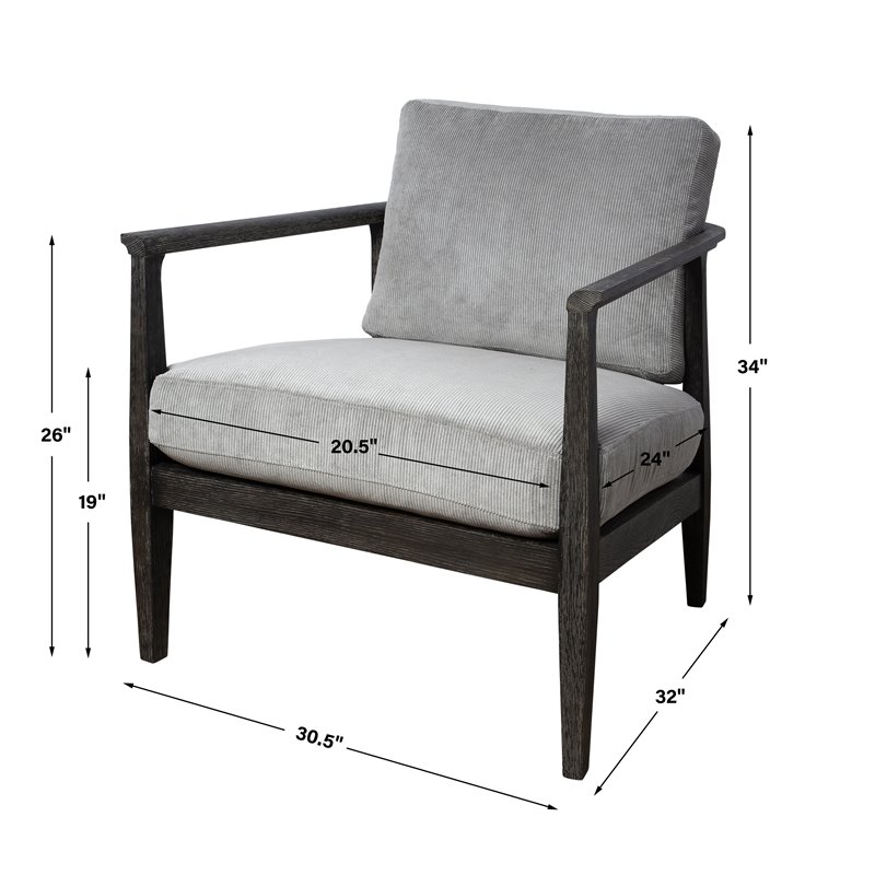Uttermost Brunei Solid Wood Accent Chair with A Curved Open Back Design in Gray