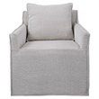 Uttermost Welland Fabric and Wood Swivel Chair in Warm Gray/Ivory