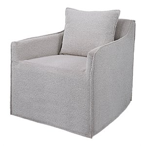 uttermost welland fabric and wood swivel chair in warm gray/ivory