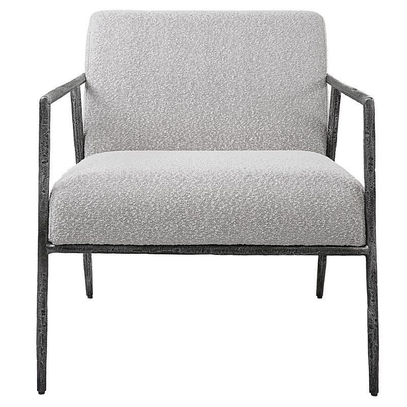 Uttermost Brisbane Cast Iron Accent Chair in Casual Ivory/Warm Gray