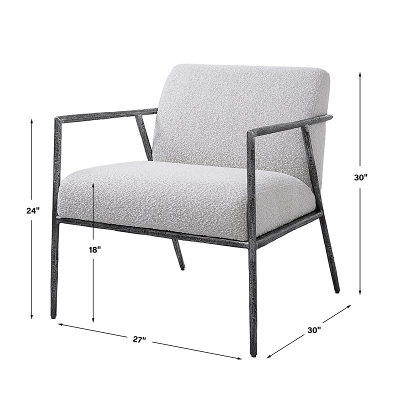 Uttermost Brisbane Cast Iron Accent Chair in Casual Ivory/Warm Gray