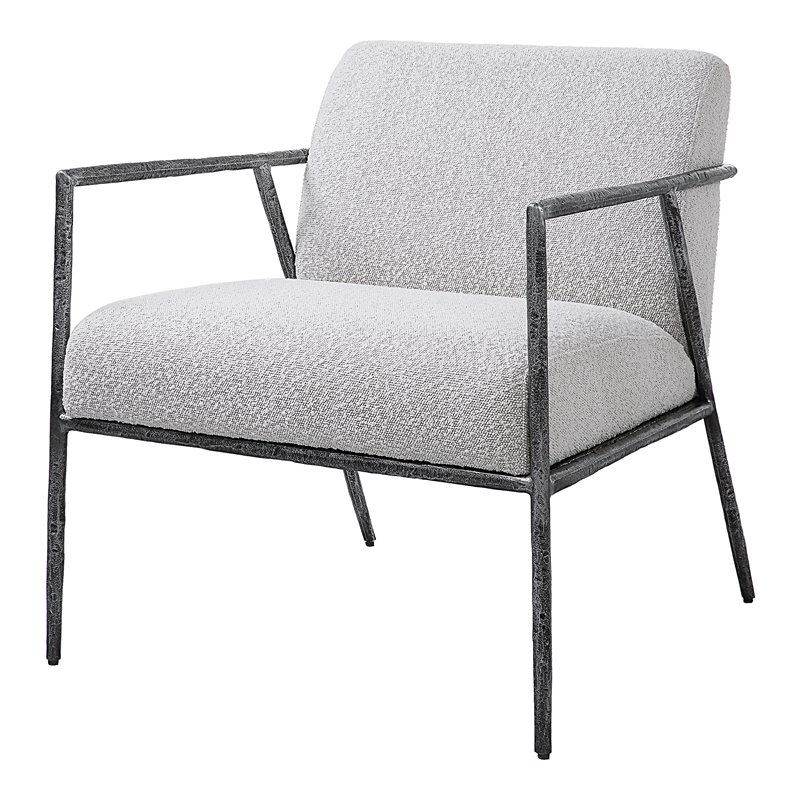 Uttermost Brisbane Cast Iron Accent Chair in Casual Ivory/Warm Gray
