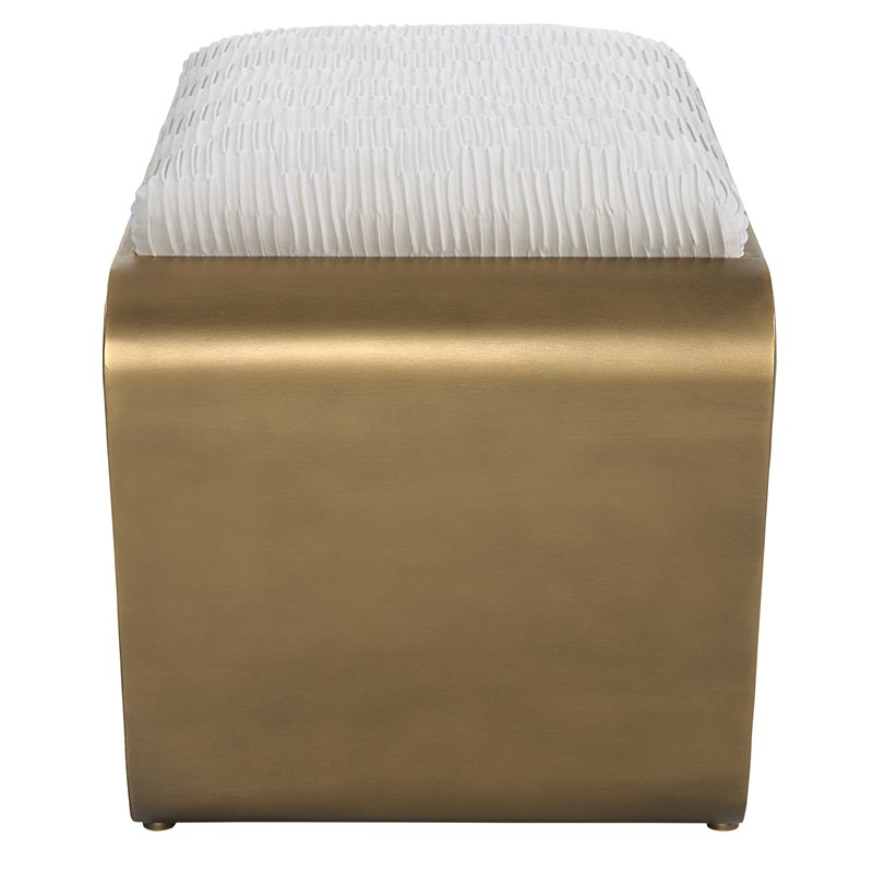 Uttermost Hoop Small Iron Metal and Polyester Bench in Off White/Antique Gold