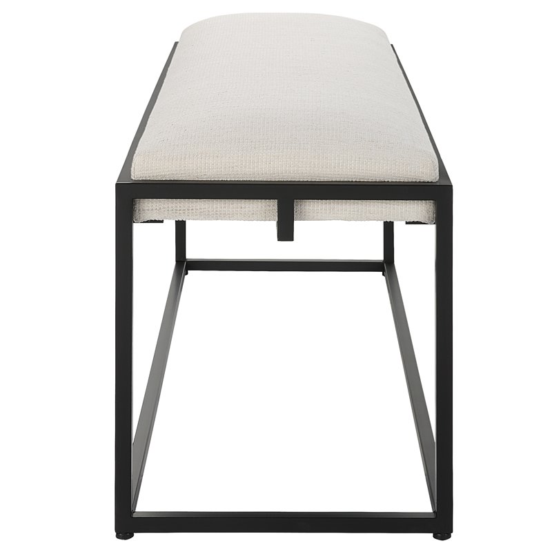 Uttermost Paradox Iron Metal and Fabric Bench in White/Matte Black