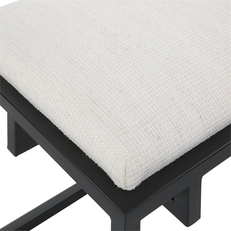 Uttermost Paradox Iron Metal and Fabric Bench in White/Matte Black
