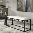 Uttermost Paradox Iron Metal and Fabric Bench in White/Matte Black