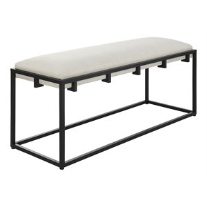 Uttermost Paradox Iron Metal and Fabric Bench in White/Matte Black