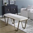Uttermost Farrah Geometric Iron Metal Bench in White/Antique Gold
