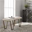 Uttermost Farrah Geometric Iron Metal Bench in White/Antique Gold
