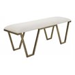 Uttermost Farrah Geometric Iron Metal Bench in White/Antique Gold