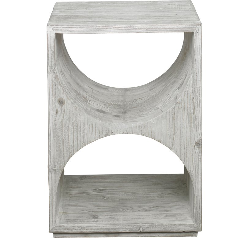 Uttermost Hans Coastal Style Fir Wood Side Table in Ivory Finish