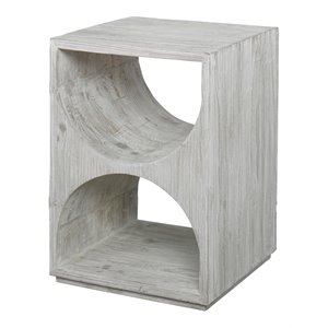 Uttermost Hans Coastal Style Fir Wood Side Table in Ivory Finish