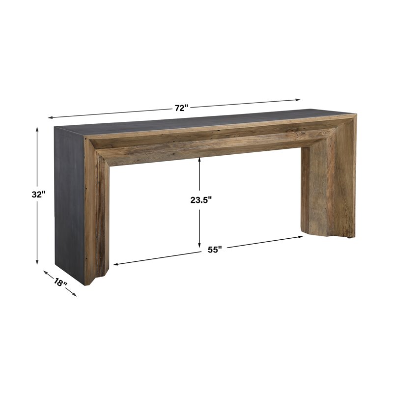 Uttermost Vail Reclaimed Wood and Concrete Console Table in Gray