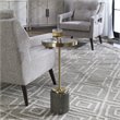 Uttermost Laurier Faux Shagreen Iron and Glass Accent Table in Brass/Gray