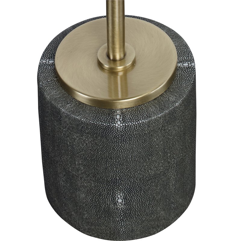 Uttermost Laurier Faux Shagreen Iron and Glass Accent Table in Brass/Gray