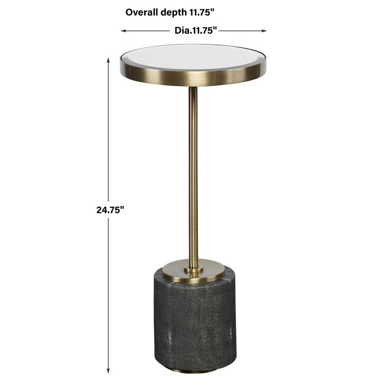 Uttermost Laurier Faux Shagreen Iron and Glass Accent Table in Brass/Gray