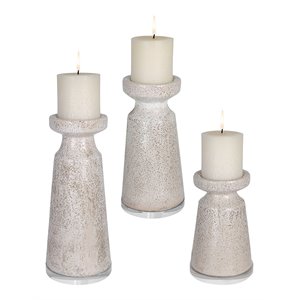 uttermost kyan ceramic candleholders in off white ombre (set of 3)