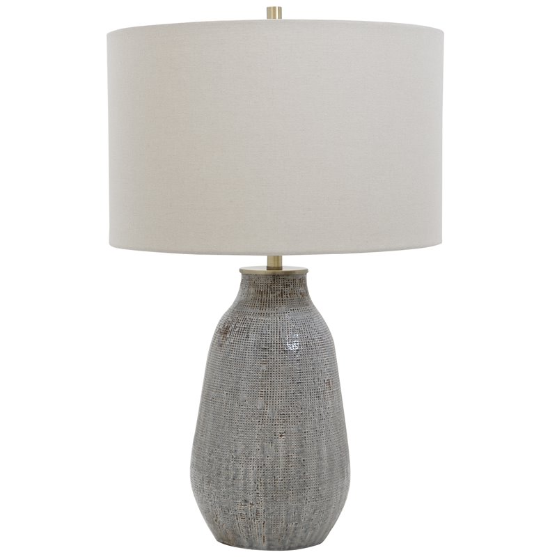 Uttermost Monacan Ceramic and Steel Table Lamp in Neutral Gray/Taupe