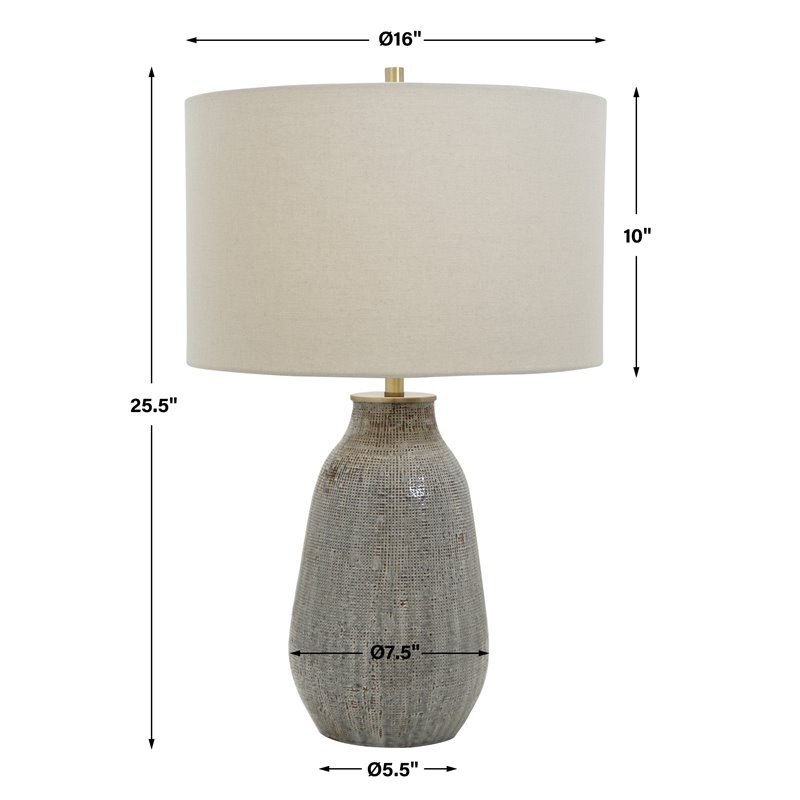 Uttermost Monacan Ceramic and Steel Table Lamp in Neutral Gray/Taupe