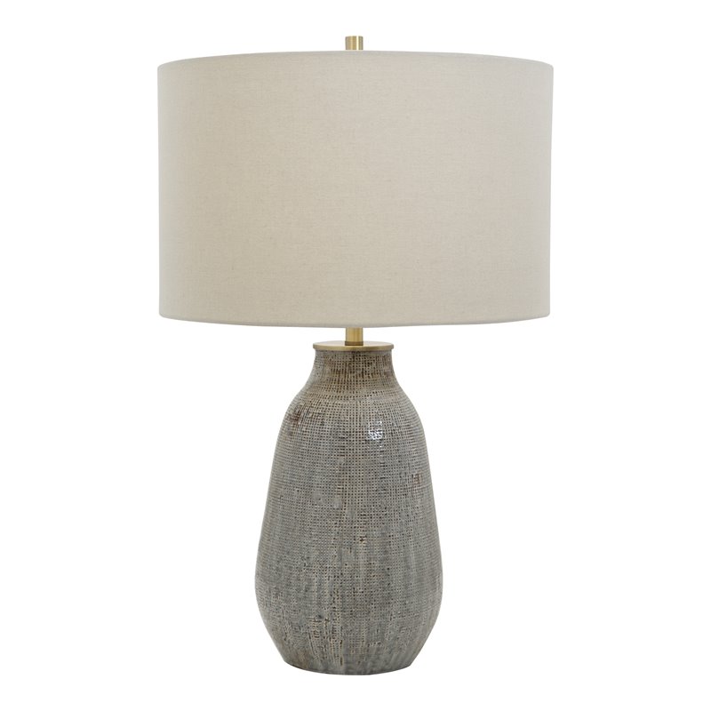 Uttermost Monacan Ceramic and Steel Table Lamp in Neutral Gray/Taupe